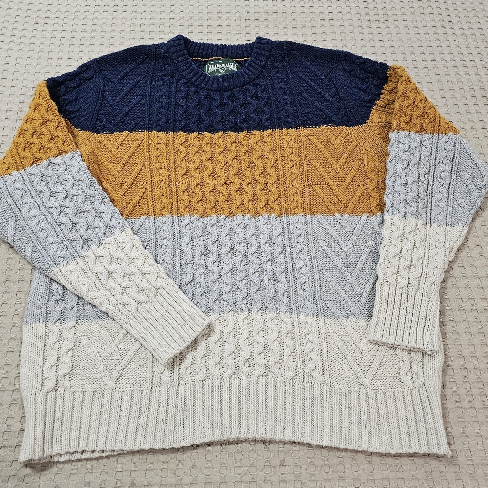 AE Super Soft Color-Block Crew Neck Sweater Men's Size XL - Picture 5 of 12